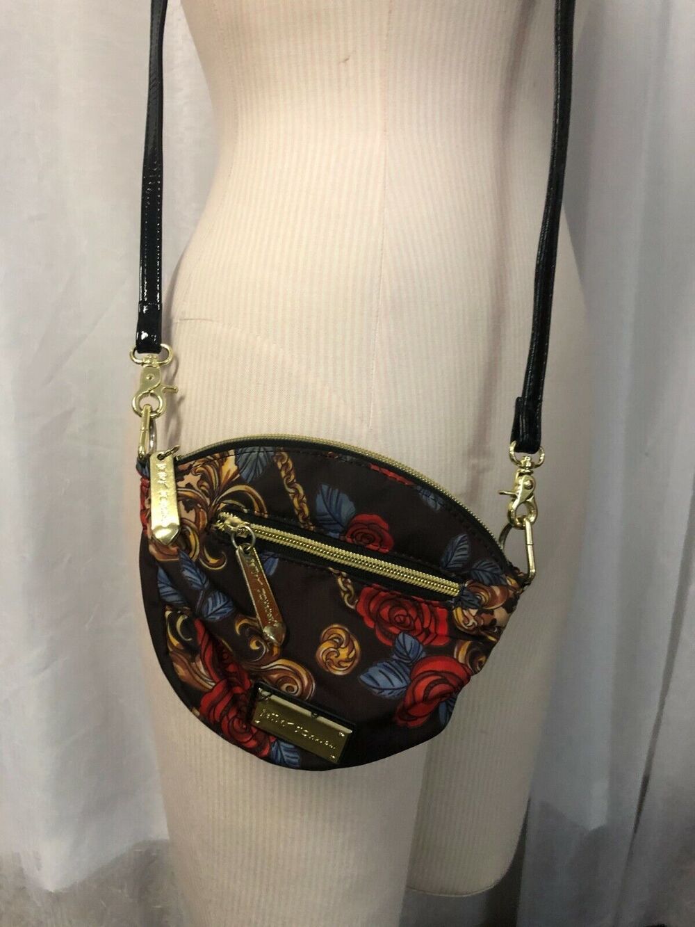 Betsey Johnson Women's Handbag Brown w/ Rose Print